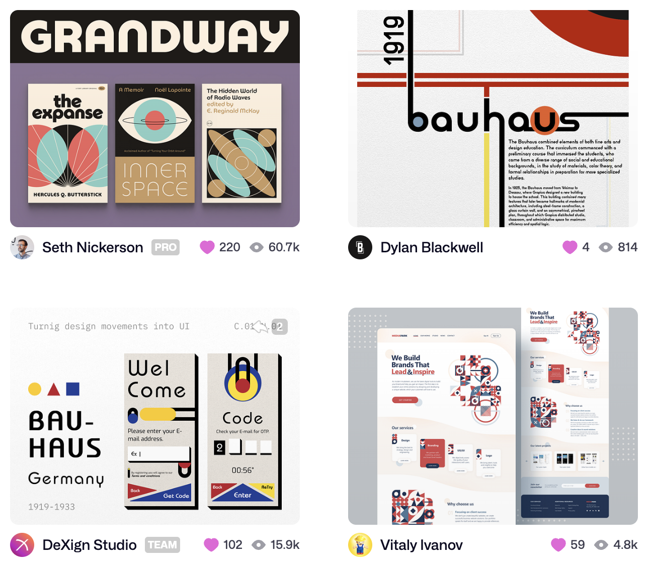 Bauhaus UI design on Dribbble.com